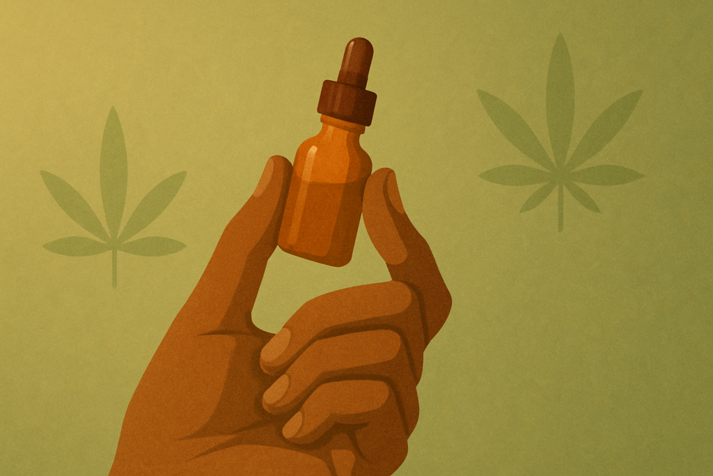 Hand holding a low-dose cannabis edible representing microdosing cannabis