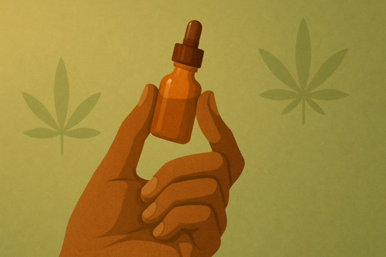 Hand holding a low-dose cannabis edible representing microdosing cannabis