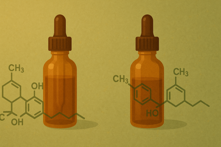 Visual comparison of CBD and THC representing the key differences between these cannabinoids