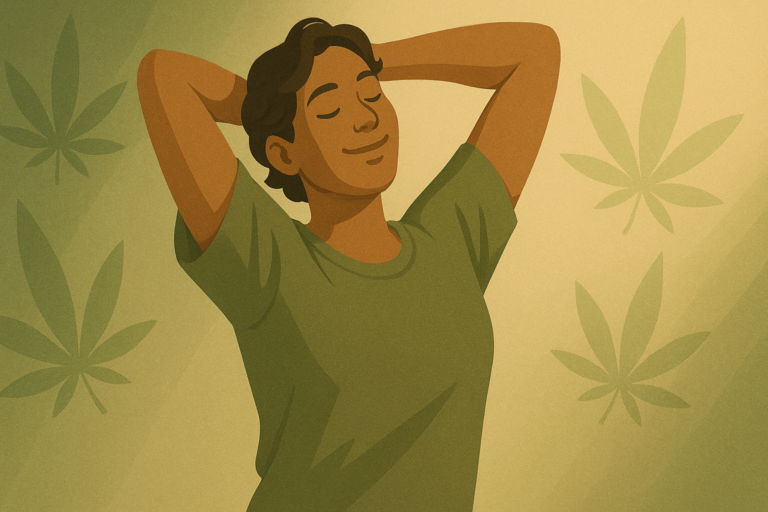 Person relaxing representing cannabis use for natural pain management and relief